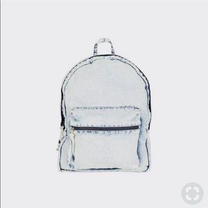 Acid wash denim backpack
